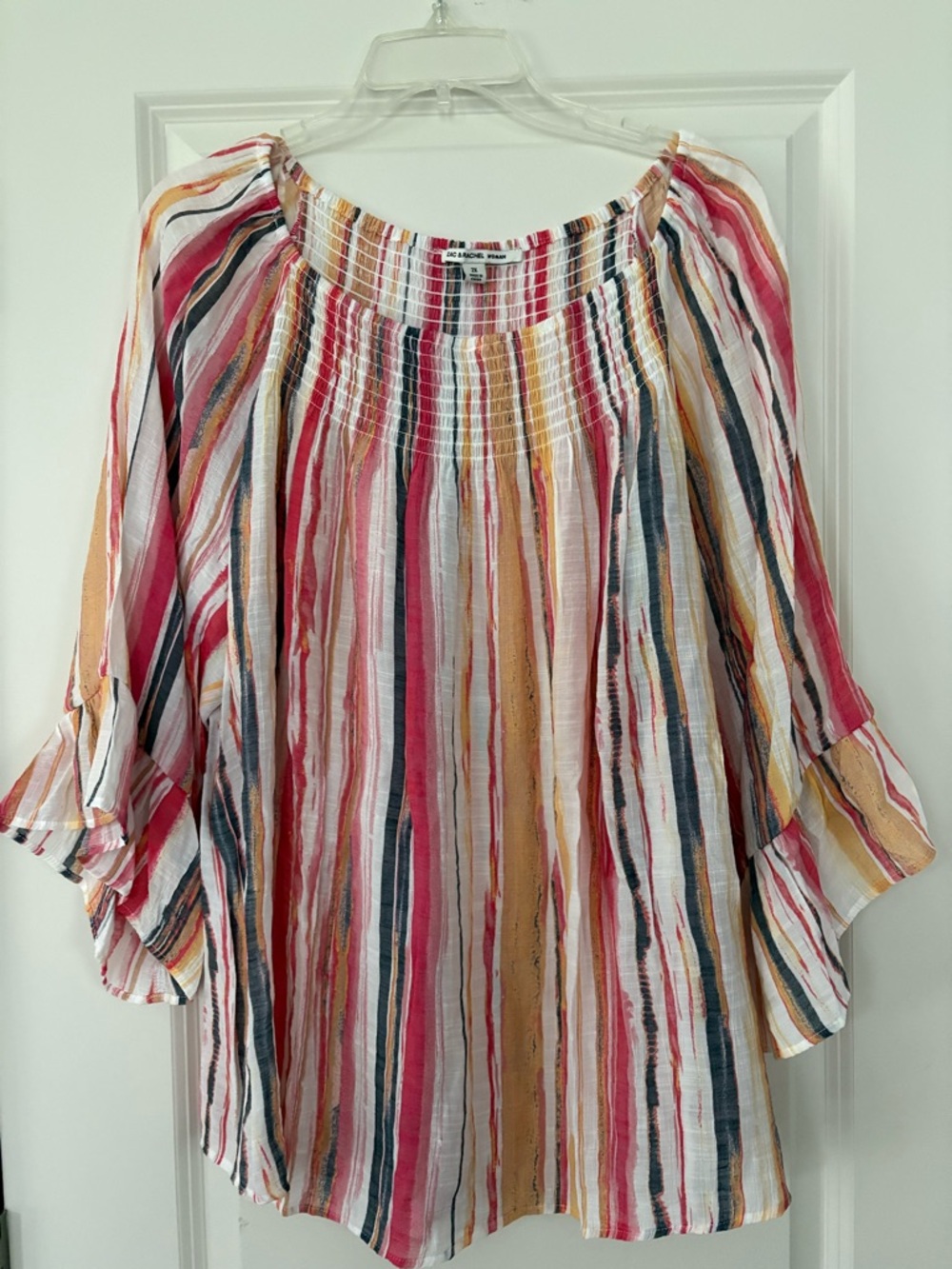 Zac & Rachel Multi-Stripe Off-Shoulder Peasant Tunic